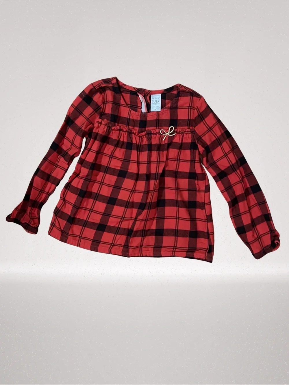 Carter's Red and Black Plaid Ruffle Top 5T
